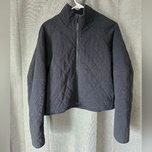 Lululemon Calm Jacket Womens 8 Black Quilted Full Zip Cropped Layer Athletic